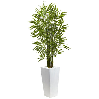 UltimateLeaf Bamboo Tree with White Planter